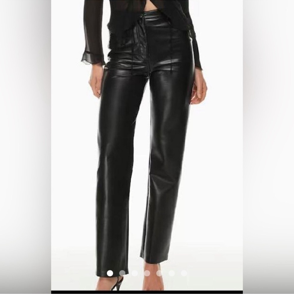 Wilfred Aritzia 'The Melina Pant' Black Vegan Leather High Rise Trousers sz 14